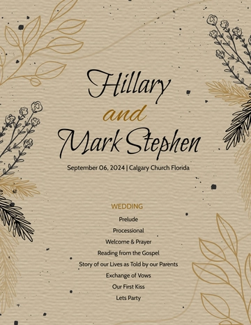 Free Rustic Wedding Program Templates to Edit Online