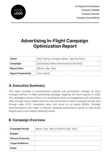 Free Advertising In-Flight Campaign Optimization Report Template to Edit Online