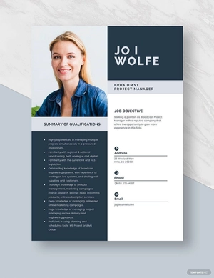 Broadcast Project Manager Resume