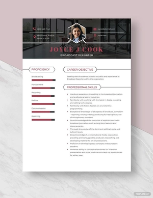 Broadcast Reporter Resume