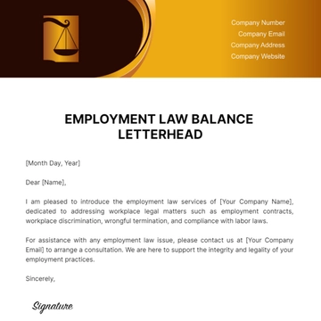 Free Employment Law Balance Letterhead Template to Edit Online