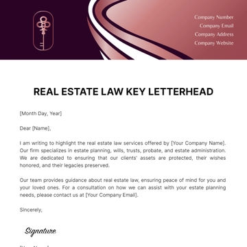 Free Real Estate Law Key Letterhead Template to Edit Online