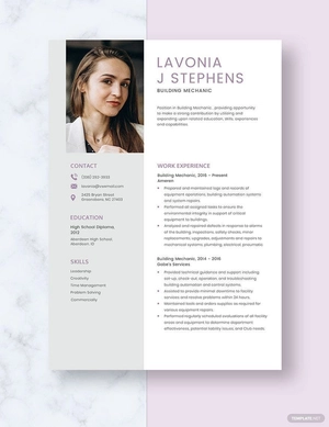 Building Mechanic Resume