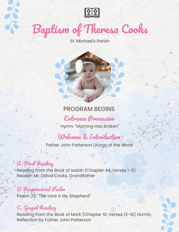 Free Baptism Program Template to Edit Online
