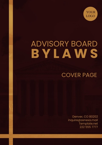 Free Advisory Board Bylaws Cover Page Template to Edit Online