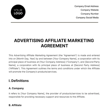 Free Advertising Affiliate Marketing Agreement Template to Edit Online