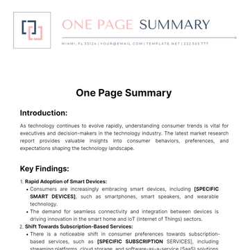 Free One Page Summary Template to Edit Online