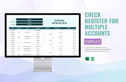 Check Register for Multiple Accounts Template