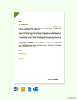 Customer Care Consultant Cover Letter Template