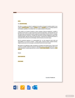 Economic Consultant Cover Letter Template