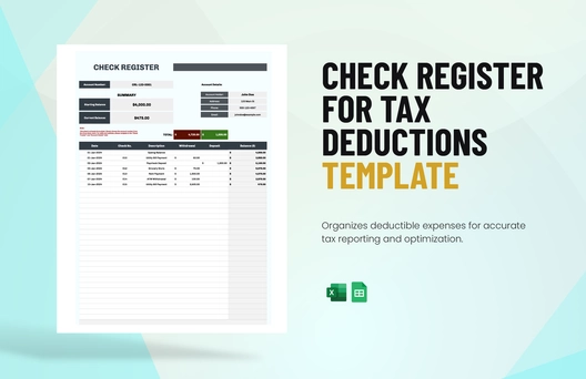 Check Register for Tax Deductions Template