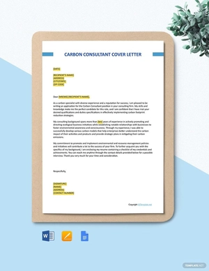 Carbon Consultant Cover Letter Template