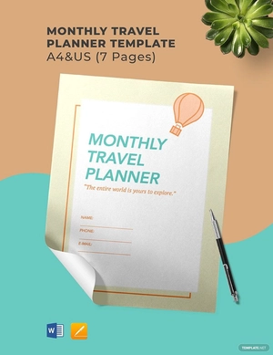 Monthly Travel Planner Template