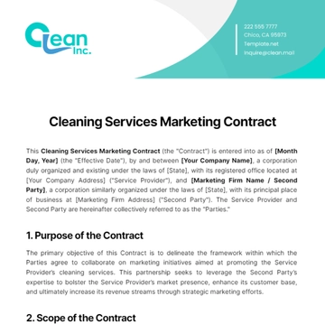 Free Cleaning Services Marketing Contract Template to Edit Online