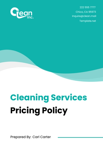 Free Cleaning Services Pricing Policy Template to Edit Online