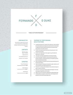 Public Affairs Manager Resume