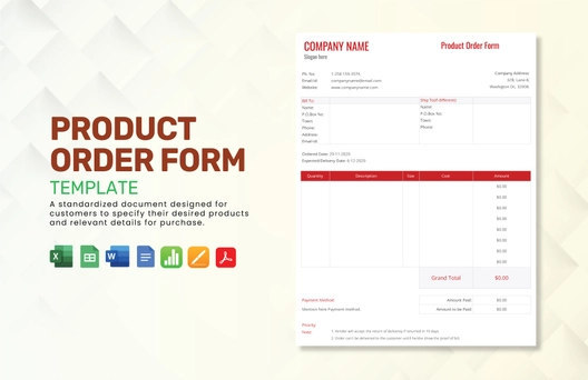 Product Order Form Template