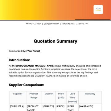 Free Quotation Summary Template to Edit Online