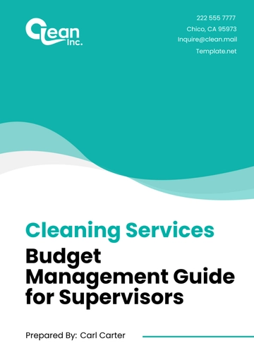 Free Cleaning Services Budget Management Guide for Supervisors Template to Edit Online