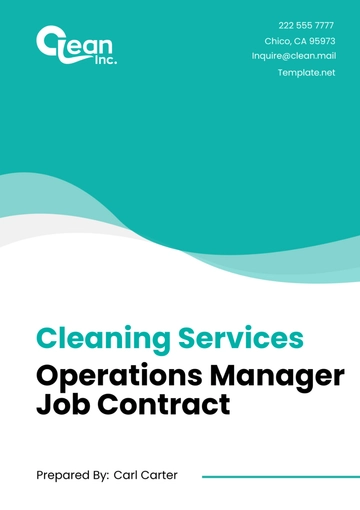 Free Cleaning Services Operations Manager Job Contract Template to Edit Online