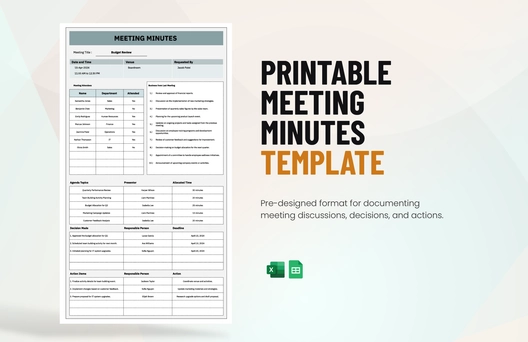 Printable Meeting Minutes Template