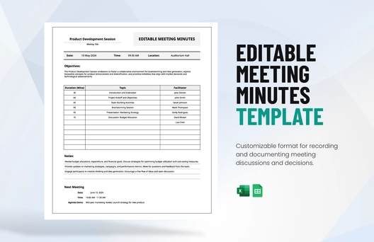 Editable Meeting Minutes Template