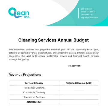 Free Cleaning Services Annual Budget Template to Edit Online