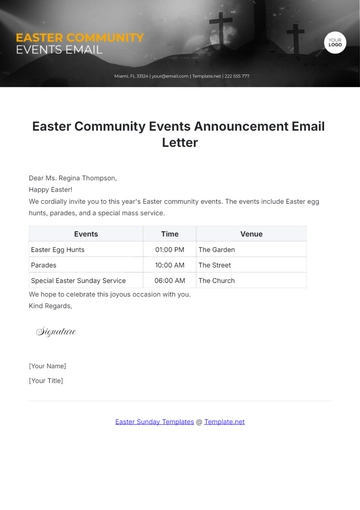 Free Easter Community Events Announcement Email Letter Template to Edit Online