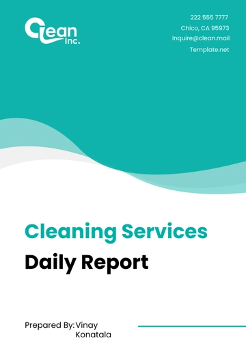 Free Cleaning Services Daily Report Template to Edit Online