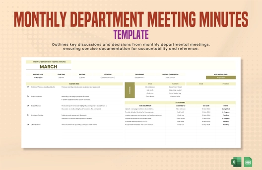 Monthly Department Meeting Minutes Template