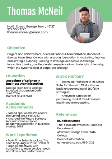 Free College Student CV Template to Edit Online