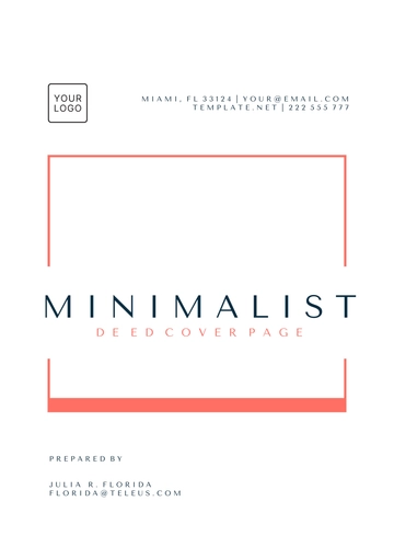 Free Minimalist Deed Cover Page Template to Edit Online