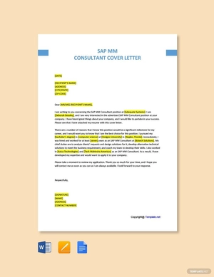 SAP MM Consultant Cover Letter