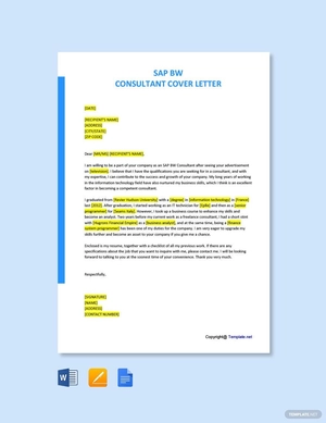 SAP BW Consultant Cover Letter