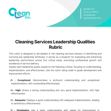 Free Cleaning Services Leadership Qualities Rubric Template to Edit Online