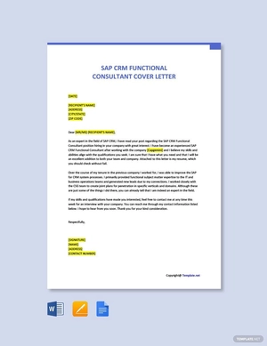SAP CRM Functional Consultant Cover Letter