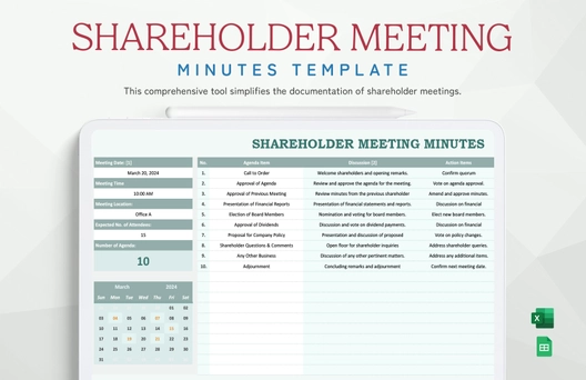 Shareholder Meeting Minutes Template
