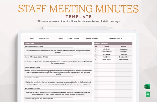 Staff Meeting Minutes Template