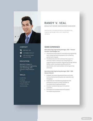 Manufacturing Engineering Manager Resume