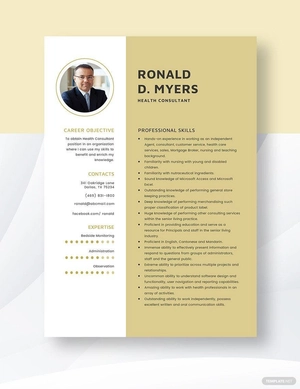 Health Consultant Resume