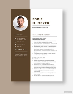Health Counsellor Resume