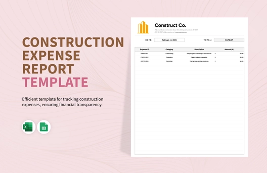 Construction Expense Report Template
