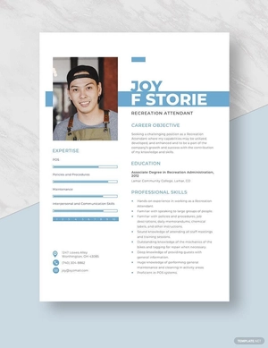 Recreation Attendant Resume