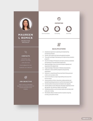 Recreation Specialist Resume