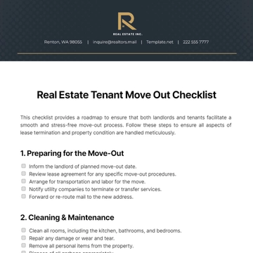 Free Real Estate Tenant Move Out Checklist Template to Edit Online