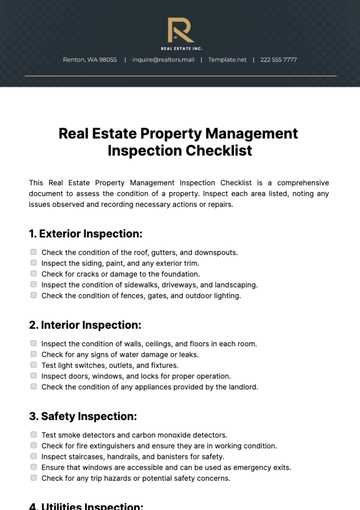 Free Real Estate Property Management Inspection Checklist Template to Edit Online Free Real Estate Property Management Inspection Checklist Template to Edit Online