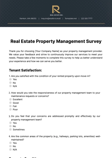 Free Real Estate Property Management Survey Template to Edit Online Free Real Estate Property Management Survey Template to Edit Online
