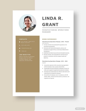 Manufacturing Operations Manager Resume