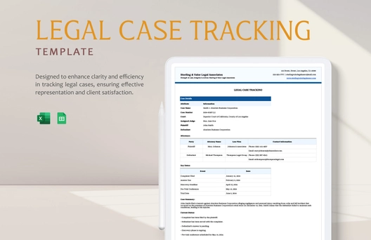 Legal Case Tracking Template