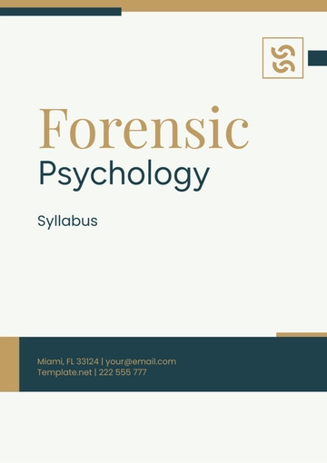 Free Forensic Psychology Syllabus Template to Edit Online